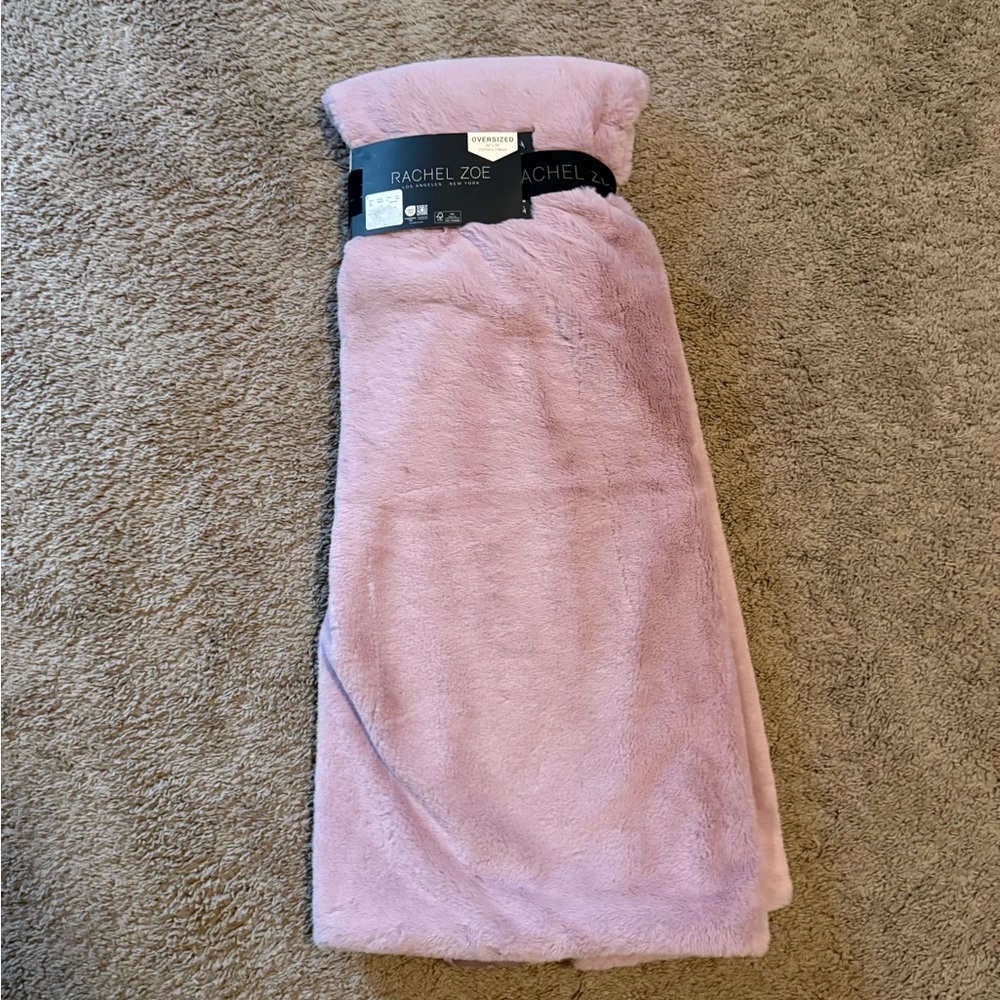 NWT Rachel Zoe Pink Fur Blanket